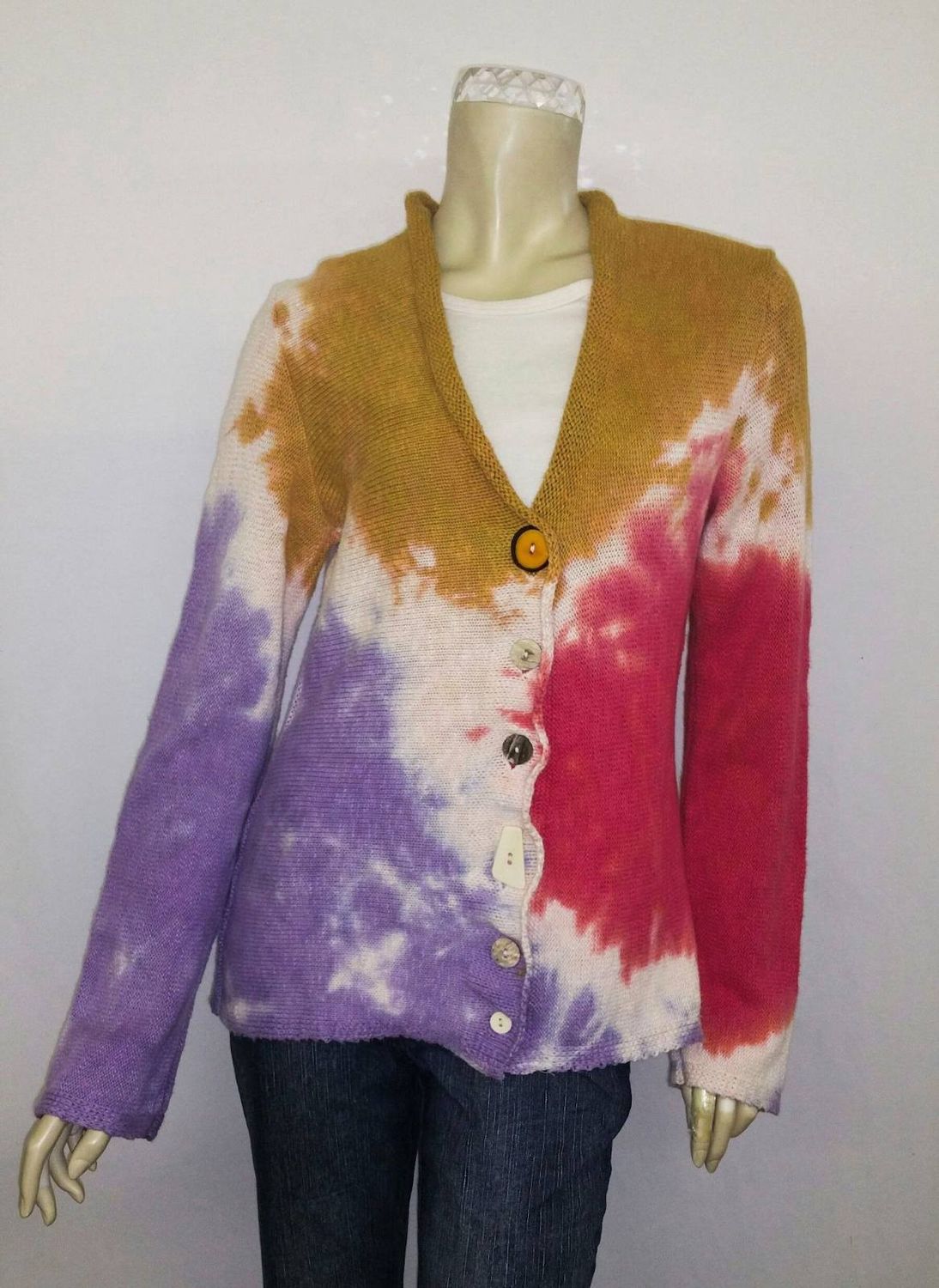 Fresh Fruit Sky-Dye Mid Cardigan in Multicolored Sunrise Purple