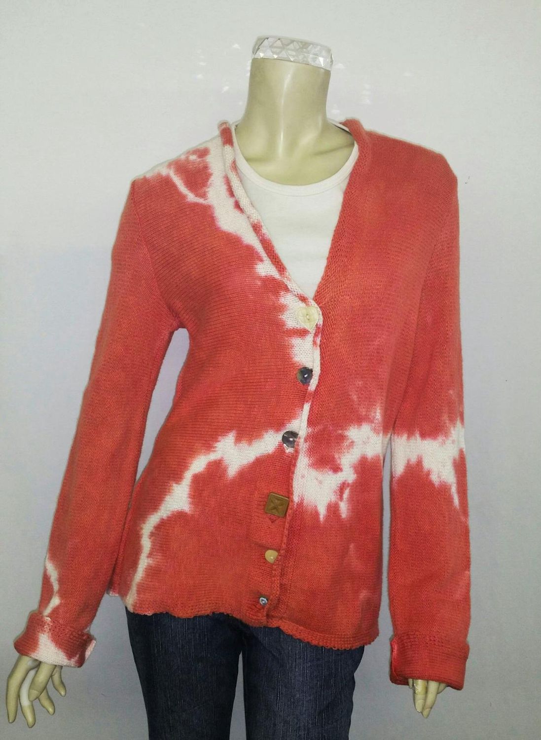 Fresh Fruit Sky-Dye Mid Cardigan in Orange Sunrise Beauty