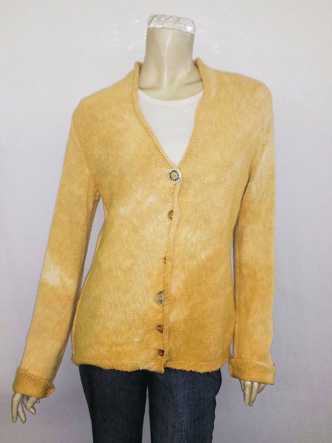 Fresh Fruit Sky-Dye Long Cardigan in Yellow Sunrise Blossom