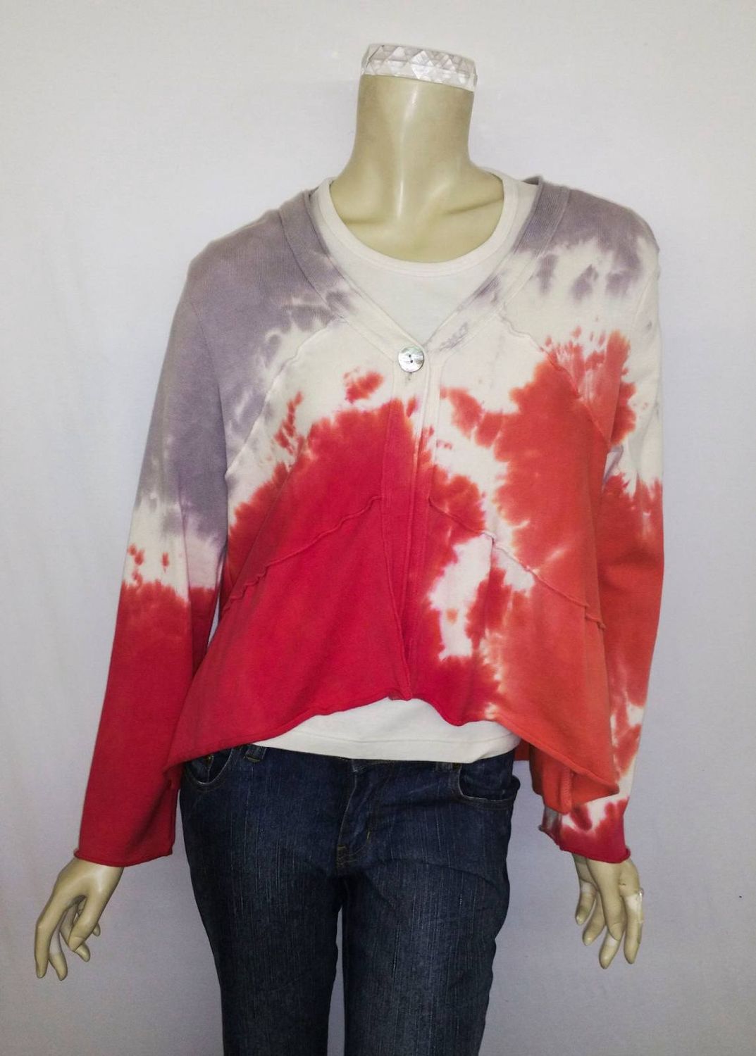 Fresh Fruit Sky-Dye Short Cardigan in Cherise Sunrise Joy