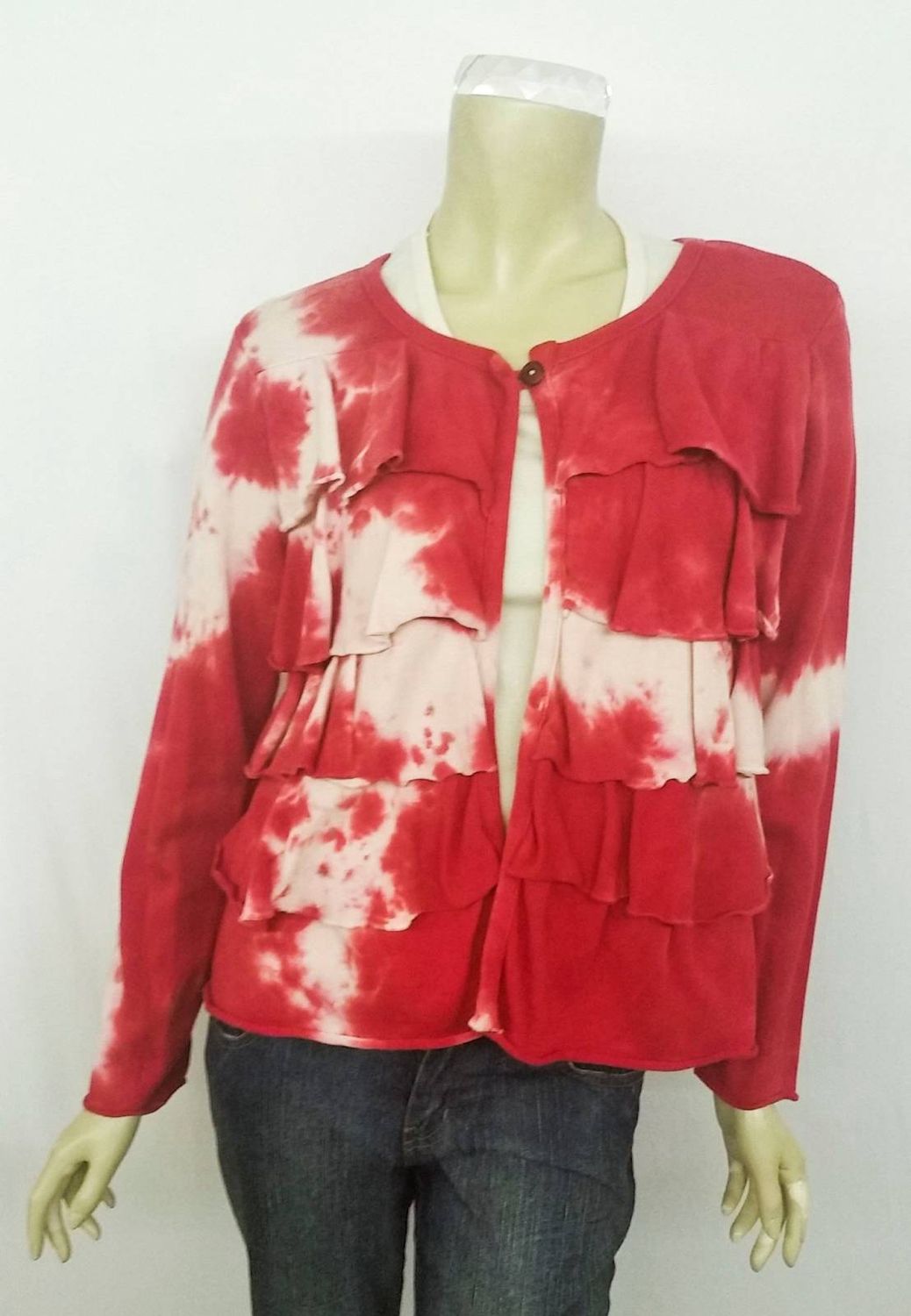 Fresh Fruit Sky-Dye Short Cardigan in Raspberry Red Spring