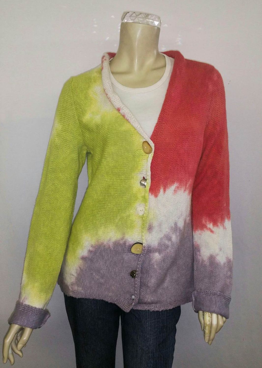 Fresh Fruit Sky-Dye Mid Cardigan in Lime Spring Meadow