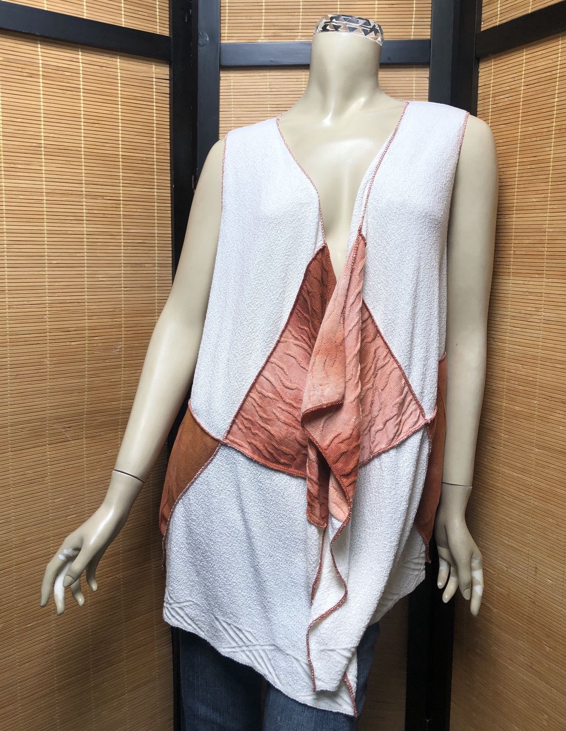 Fresh Fruit Sky-Dye Long Sleeveless Cardigan in Beautiful Hazy Sunrise