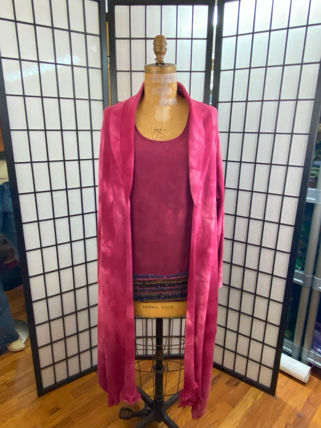 Fresh Fruit Sky-Dye Long Long-Sleeved Cardigan in Crimson Sunrise Springtide