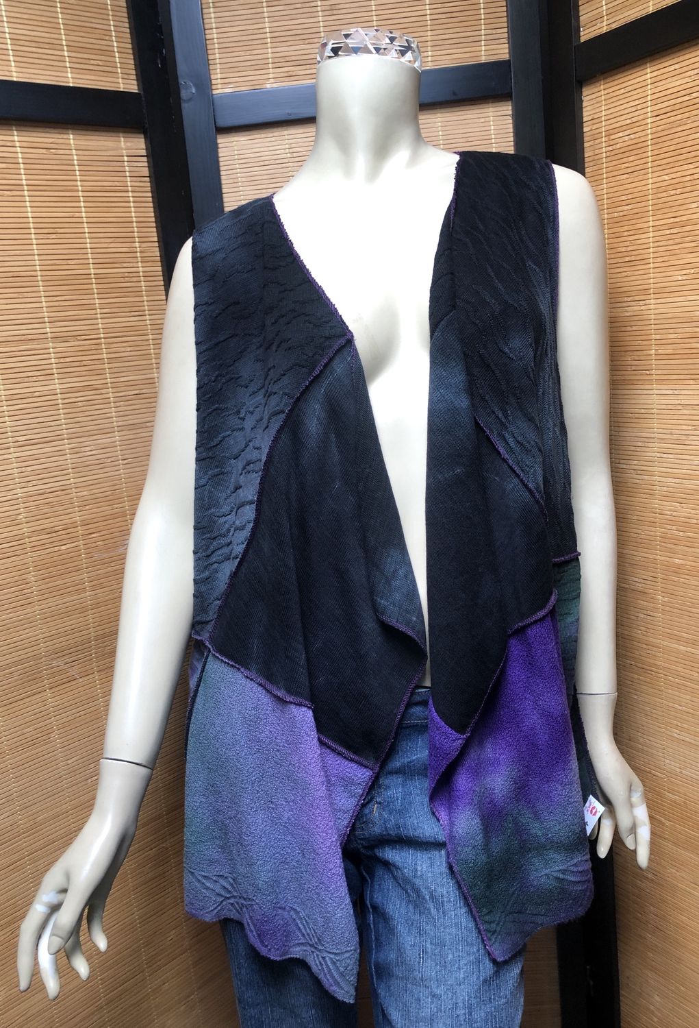 Fresh Fruit Sky-Dye Long Sleeveless Cardigan in Midnight Murky Spring