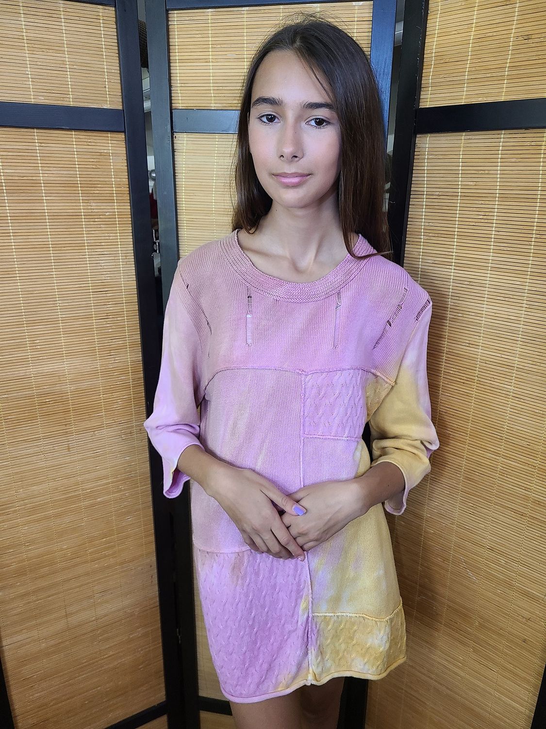 Rosy Sky-Dye Long Cardigan in Golden Summer