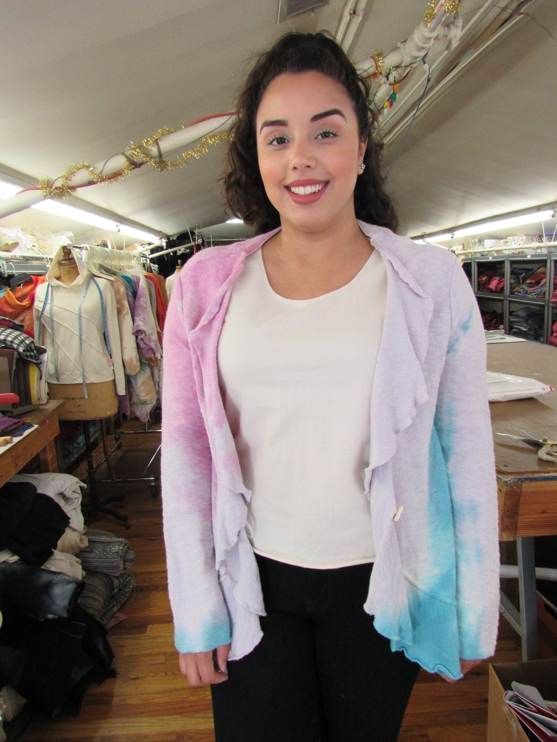 Ruffle Hem Cardigan in Coralberry