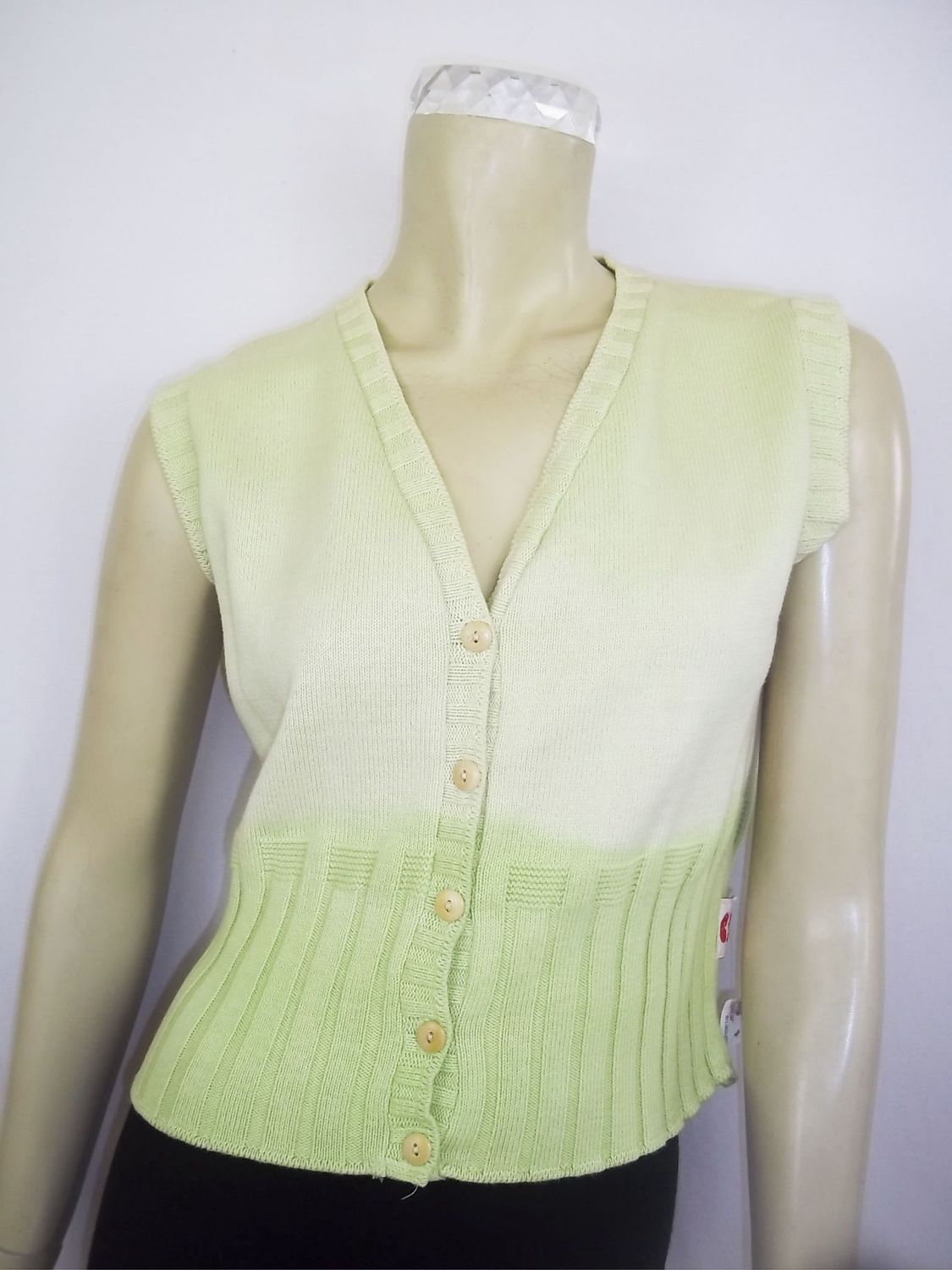 Summer Vintage Sky-Dye Cardigan in Warm Lime Green