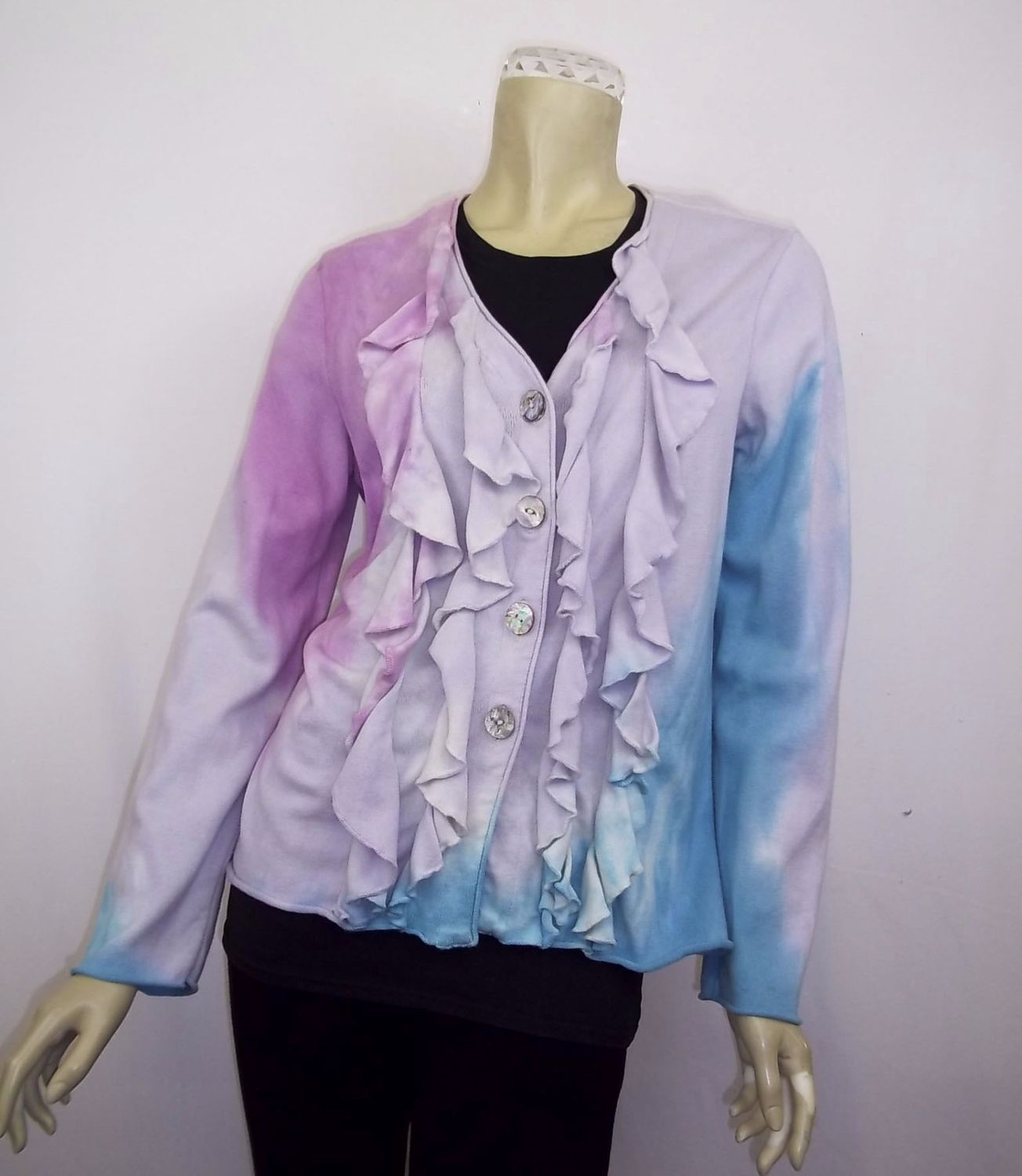 Ruffled Cardigan in Coralberry