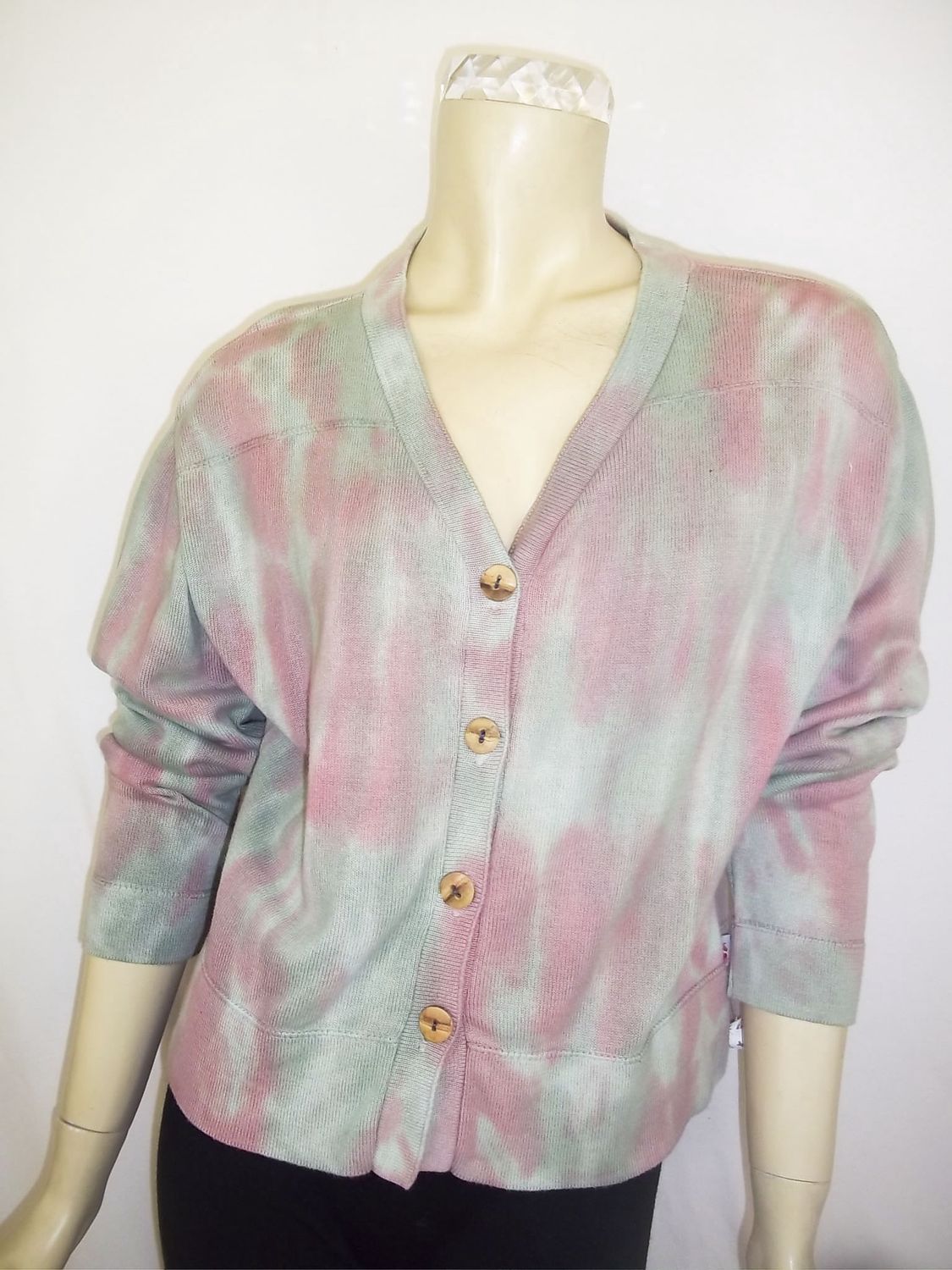 Summer Vintage Sky-Dye Cardigan in Pink Summertime Blooms