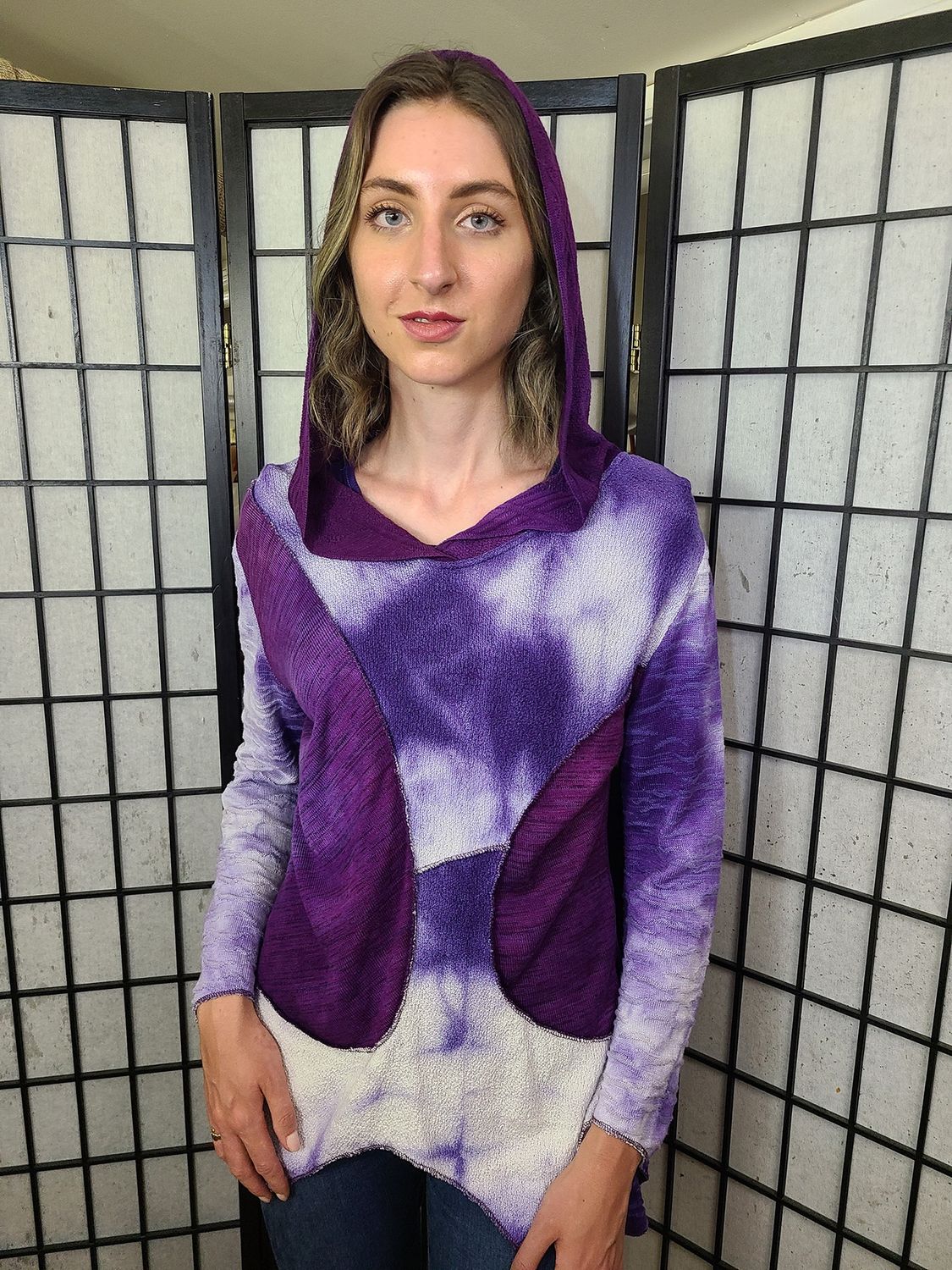Bejeweled Mid Sky-Dye Long-Sleeved Hooded Pullover is Springtide Violet