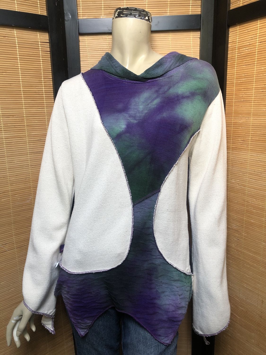 Fresh Fruit Sky-Dye Long Long-Sleeved Hooded Pullover in Purple Midnight Gloom
