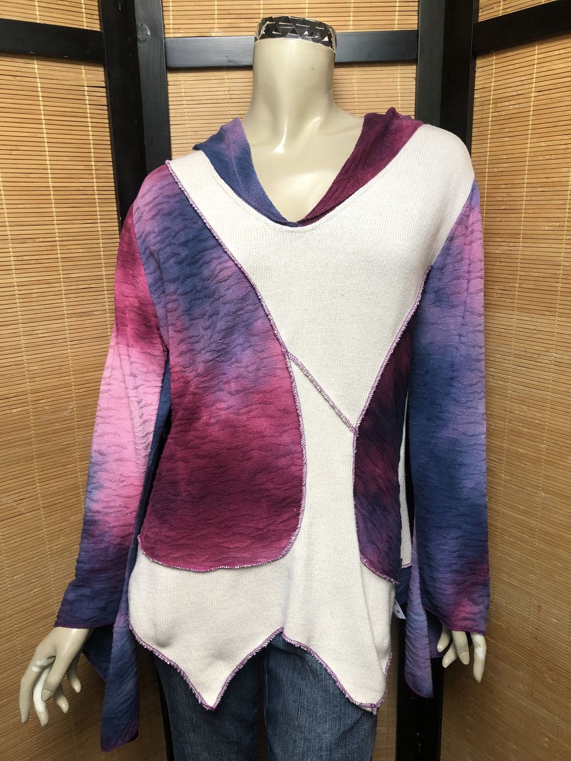Fresh Fruit Sky-Dye Long Long-Sleeved Hooded Pullover in Purple Rosy Sunrise