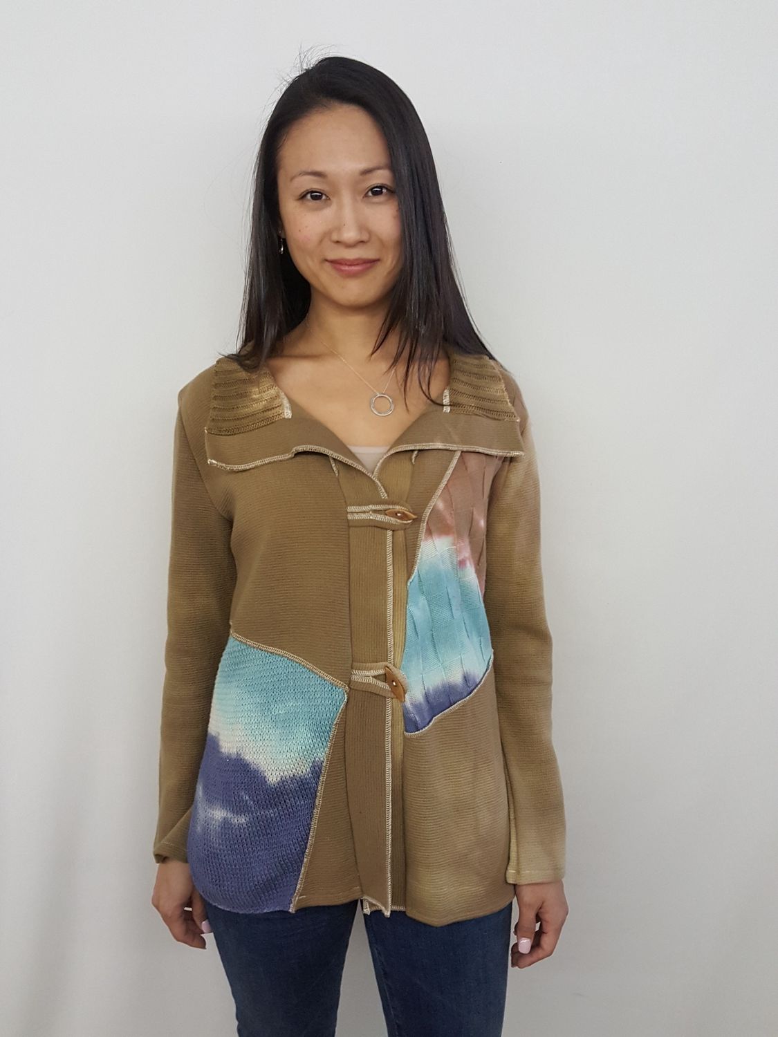 Patchwork Sweater Jacket in Ocean Grove
