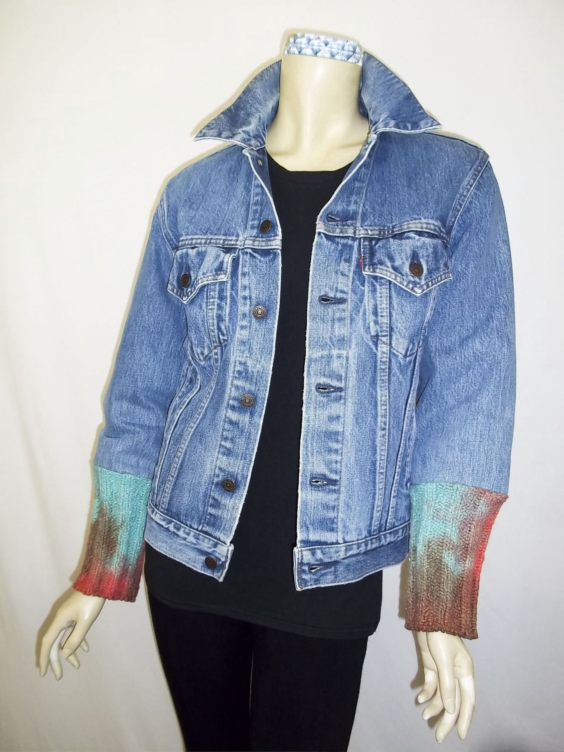 Denim jacket knit cuff