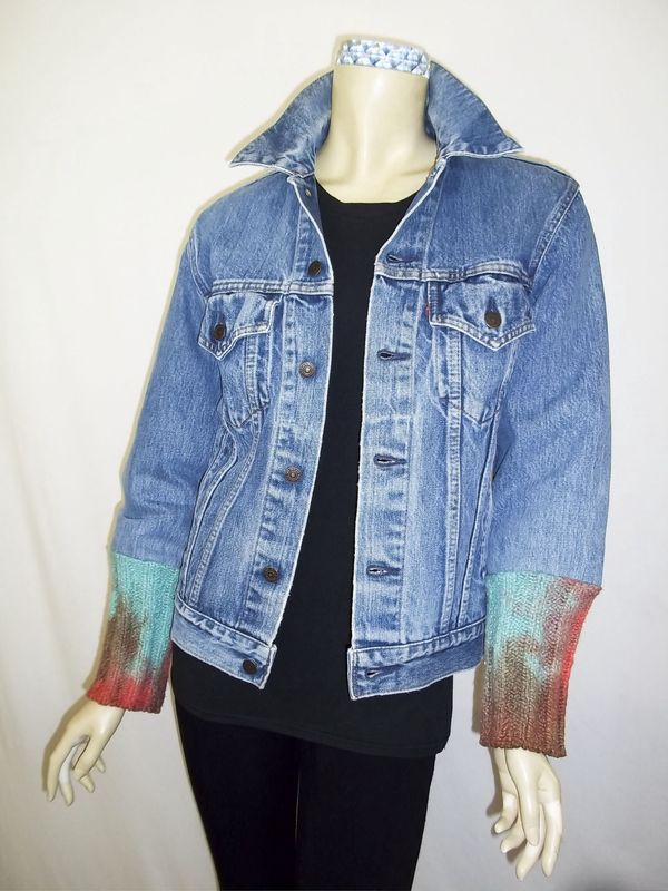 Denim jacket knit cuff
