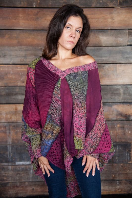 Cranberry Patchwork Poncho