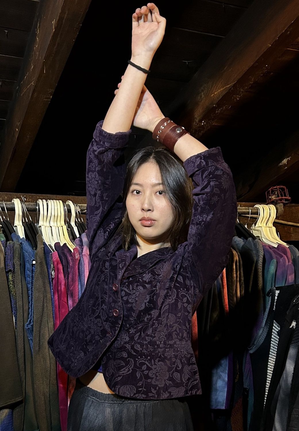 Vintage Purple Jacket with Floral Pattern