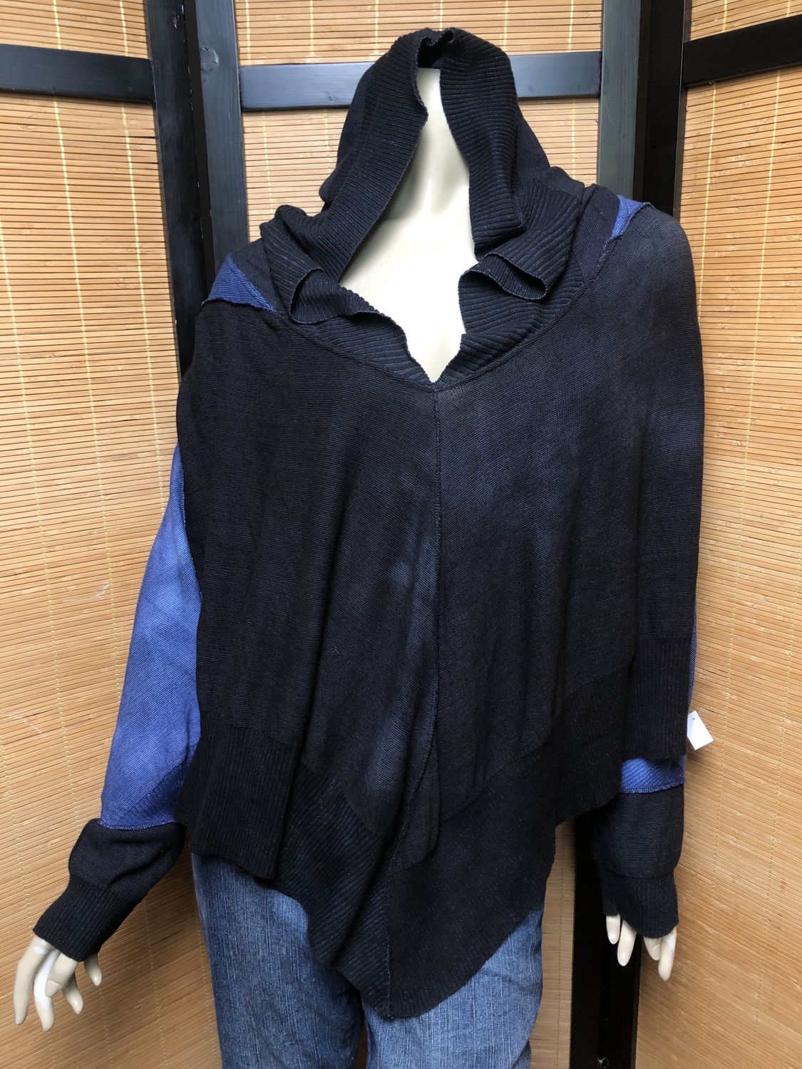 Bejeweled Sky-Dye Poncho w/ Long Sleeves &amp; Hood in Fall Midnight Magic
