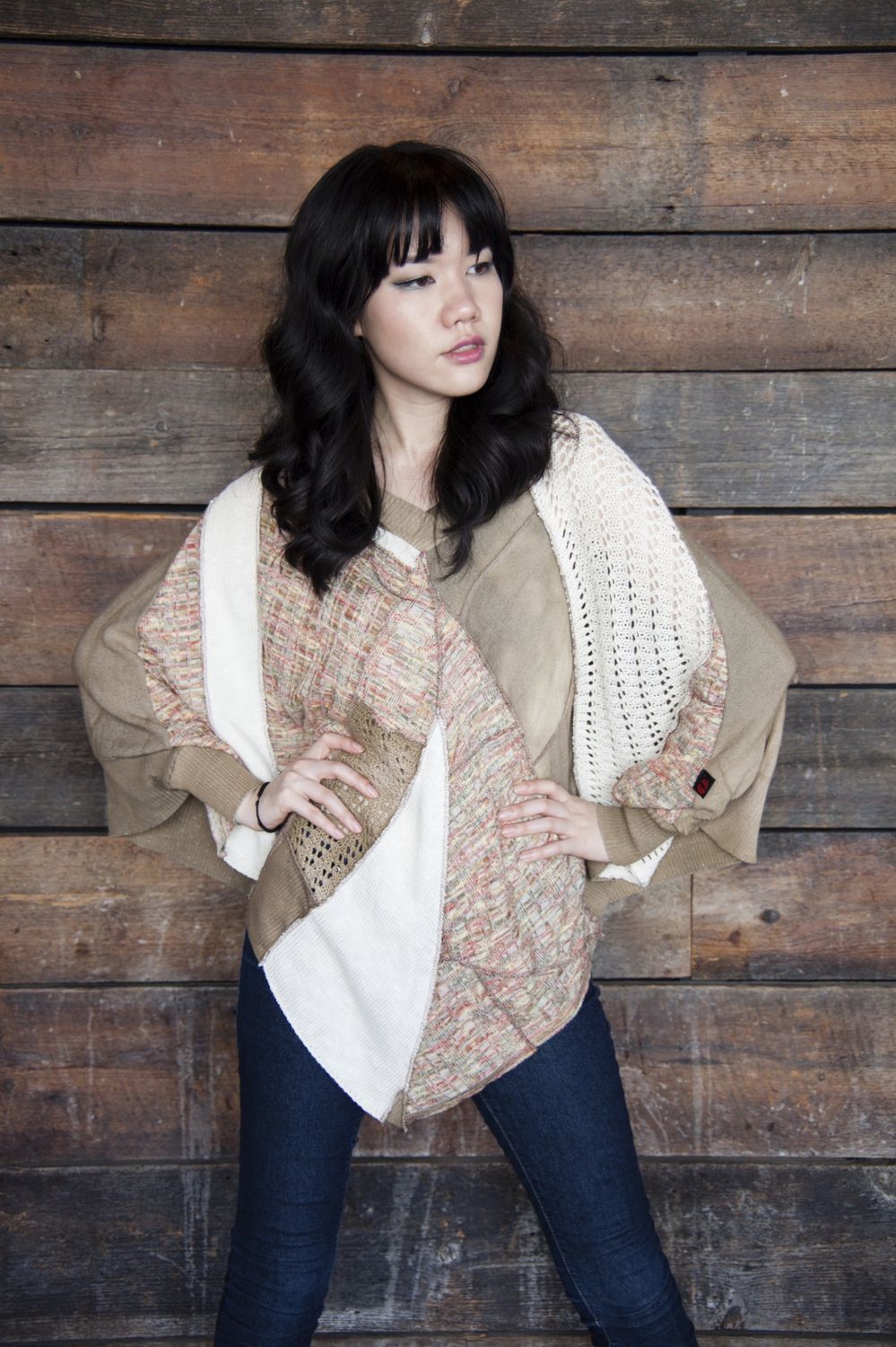 Natural Patchwork Poncho