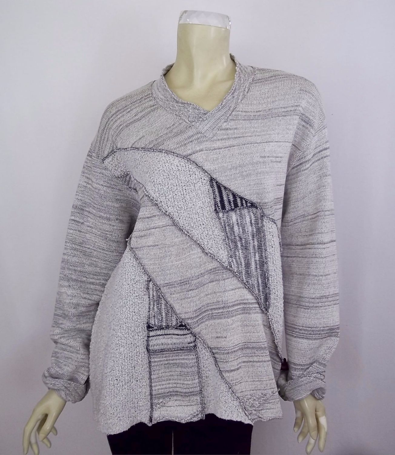 Mens Sweater V-Neck Grey/Grey