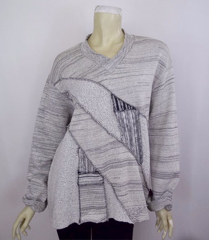 Mens Sweater V-Neck Grey/Grey