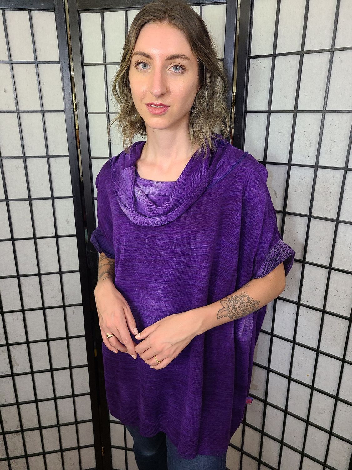 Bejeweled Mid Sky-Dye Sleeved Poncho in Love Spring Beauty