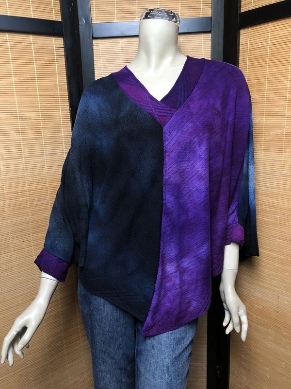 Bejeweled Sky-Dye Poncho w/ Long Sleeves in Purple Peachy Love