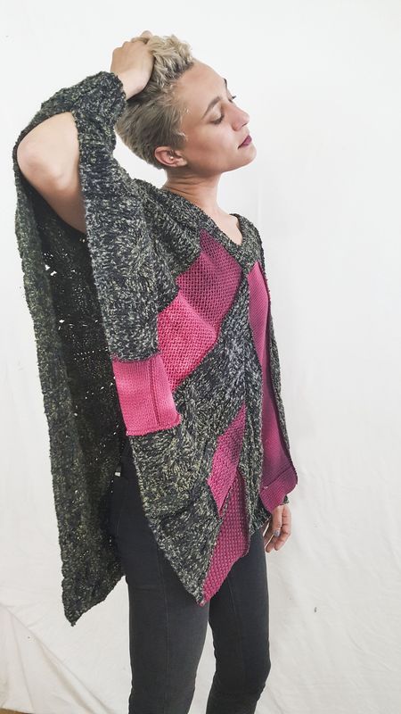 Paneled Geo-pattern Poncho