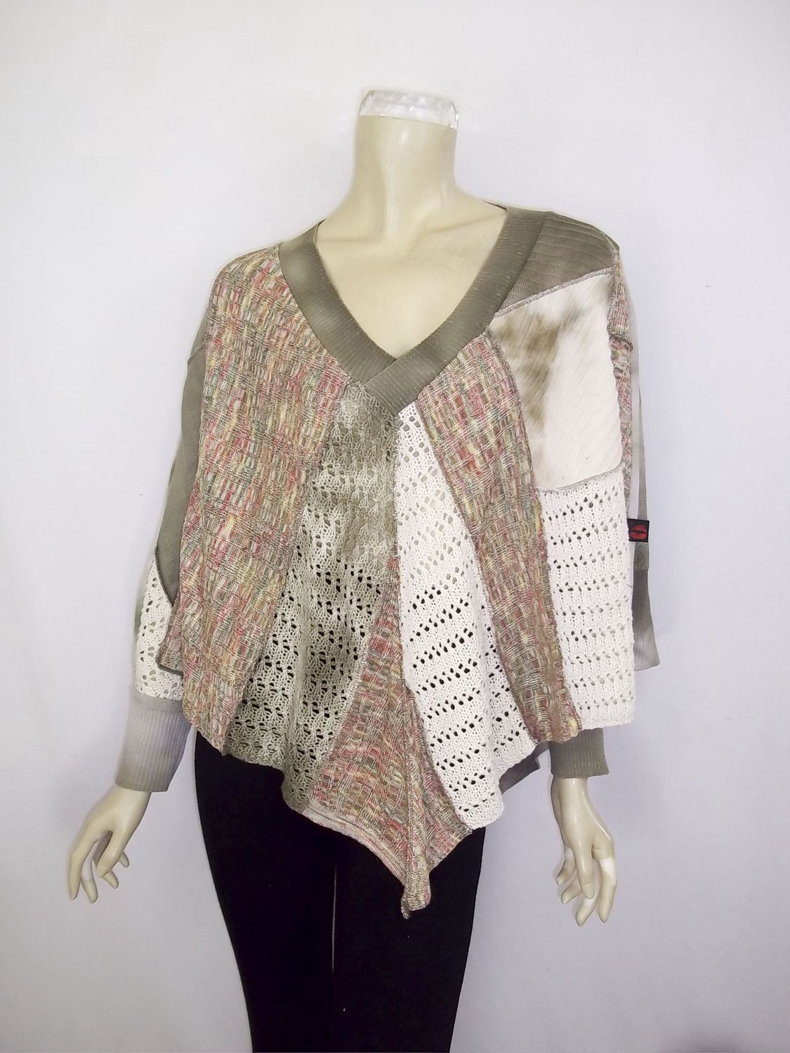 Patchwork Pointelle Poncho
