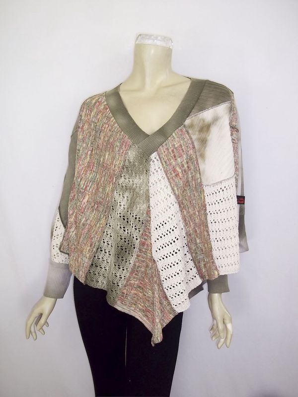 Patchwork Pointelle Poncho