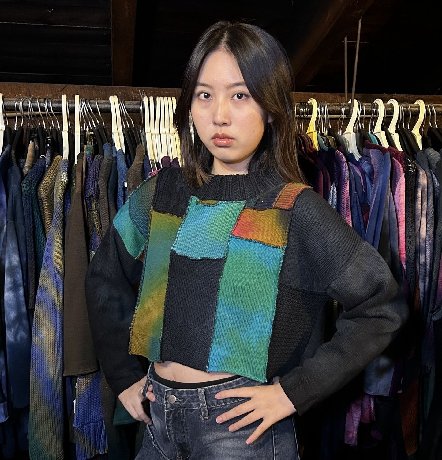 Cropped Sky-Dye Pullover