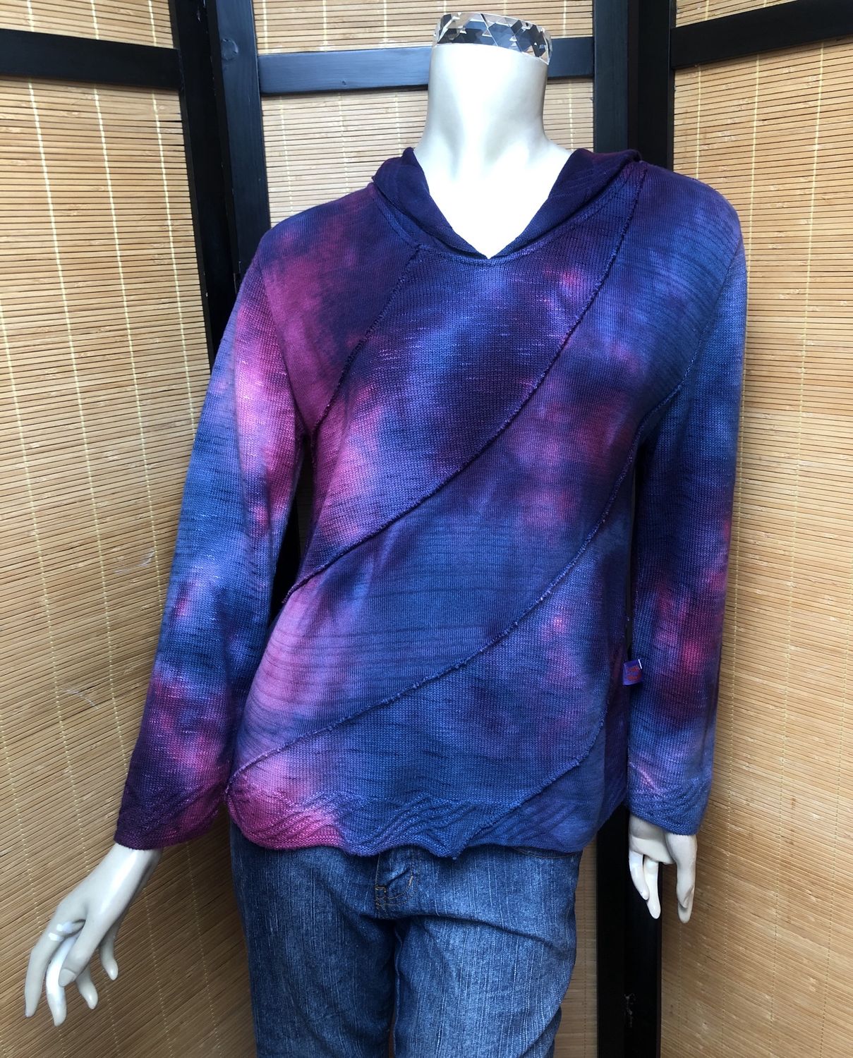 Bejeweled Mid Sky-Dye Long-Sleeved Pullover in Blue Sunset Autumn