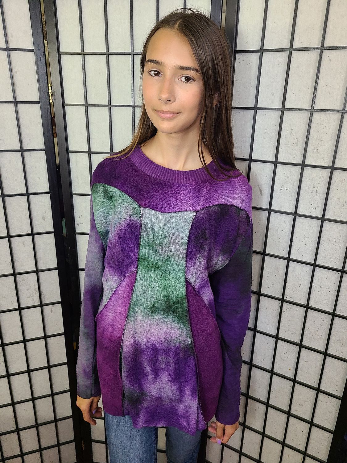 Bejeweled Mid Sky-Dye Long-Sleeved Pullover in Spring Collage