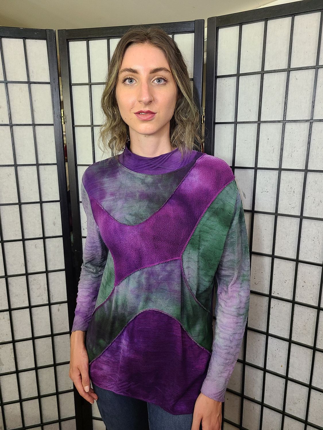 Bejeweled Mid Sky-Dye Long-Sleeved Pullover in Spring Mosaic