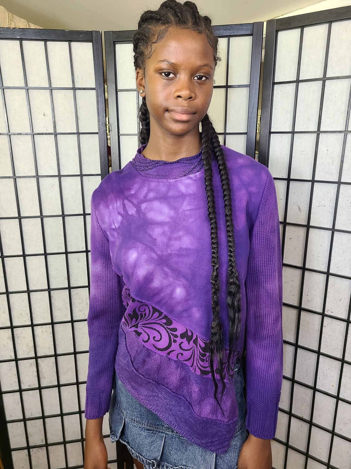 Bejeweled Mid Sky-Dye Long-Sleeved Pullover in Spring Sunrise Purple