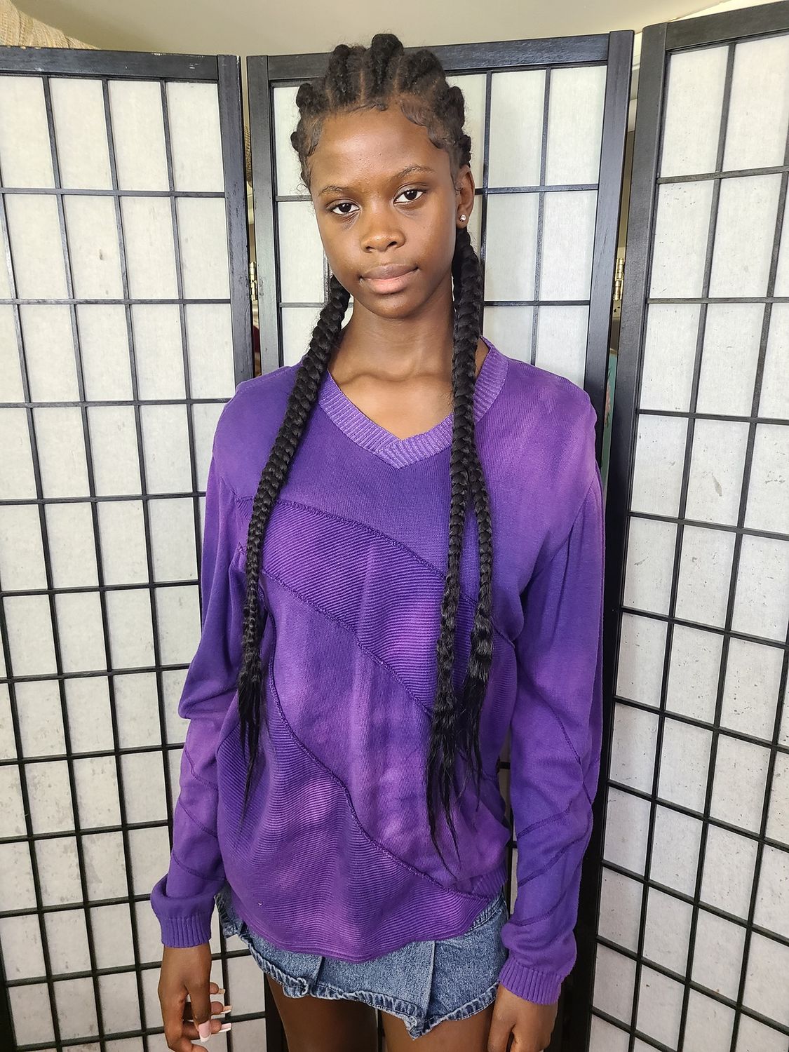 Bejeweled Mid Sky-Dye Long-Sleeved Pullover in Spring Prime Purple