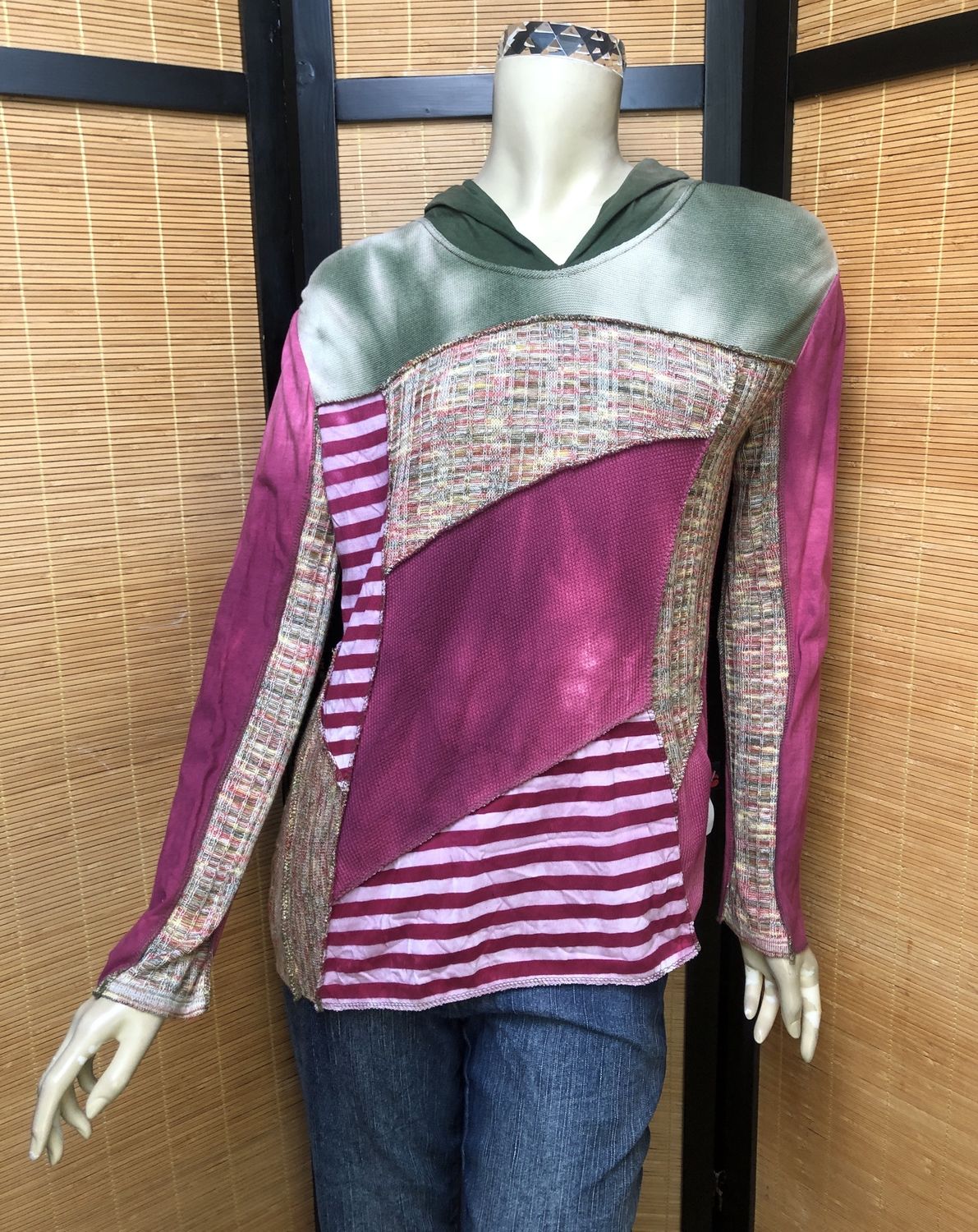 Bejeweled Mid Sky-Dye Long-Sleeved Pullover in Pink Fall Delight