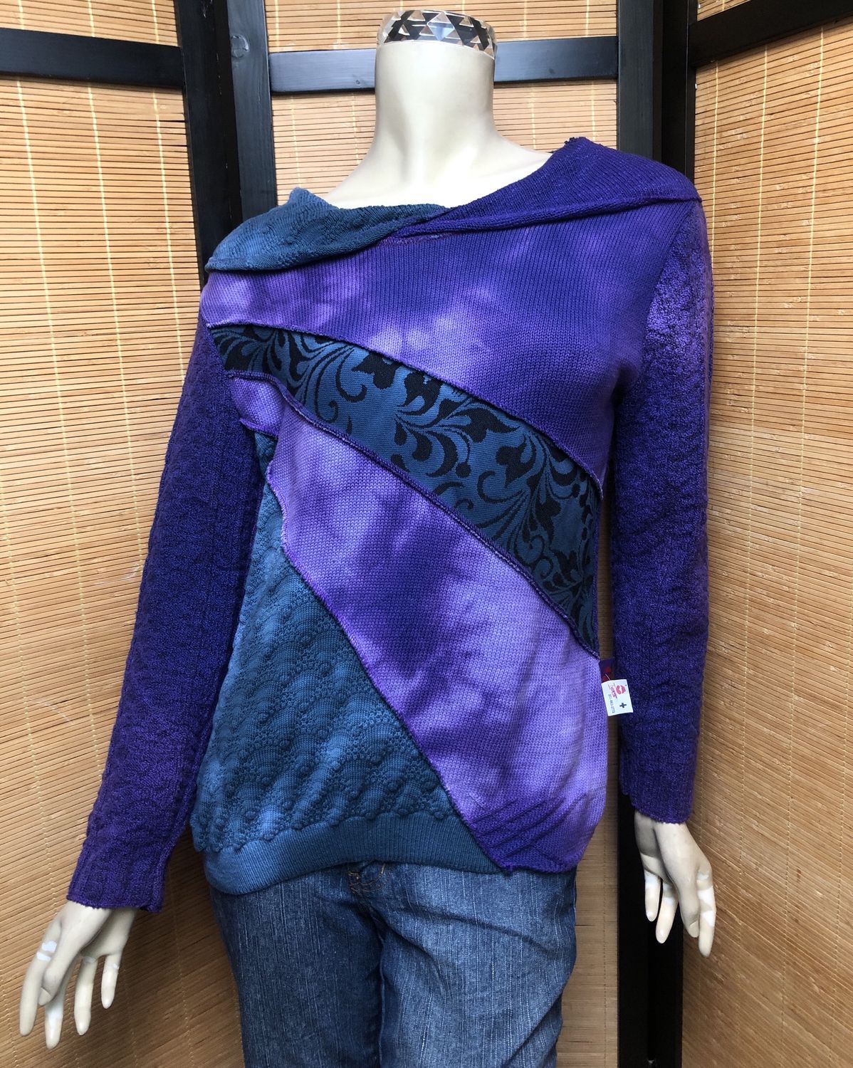 Bejeweled Mid Sky-Dye Long-Sleeved Pullover in Purple Autumn Delights