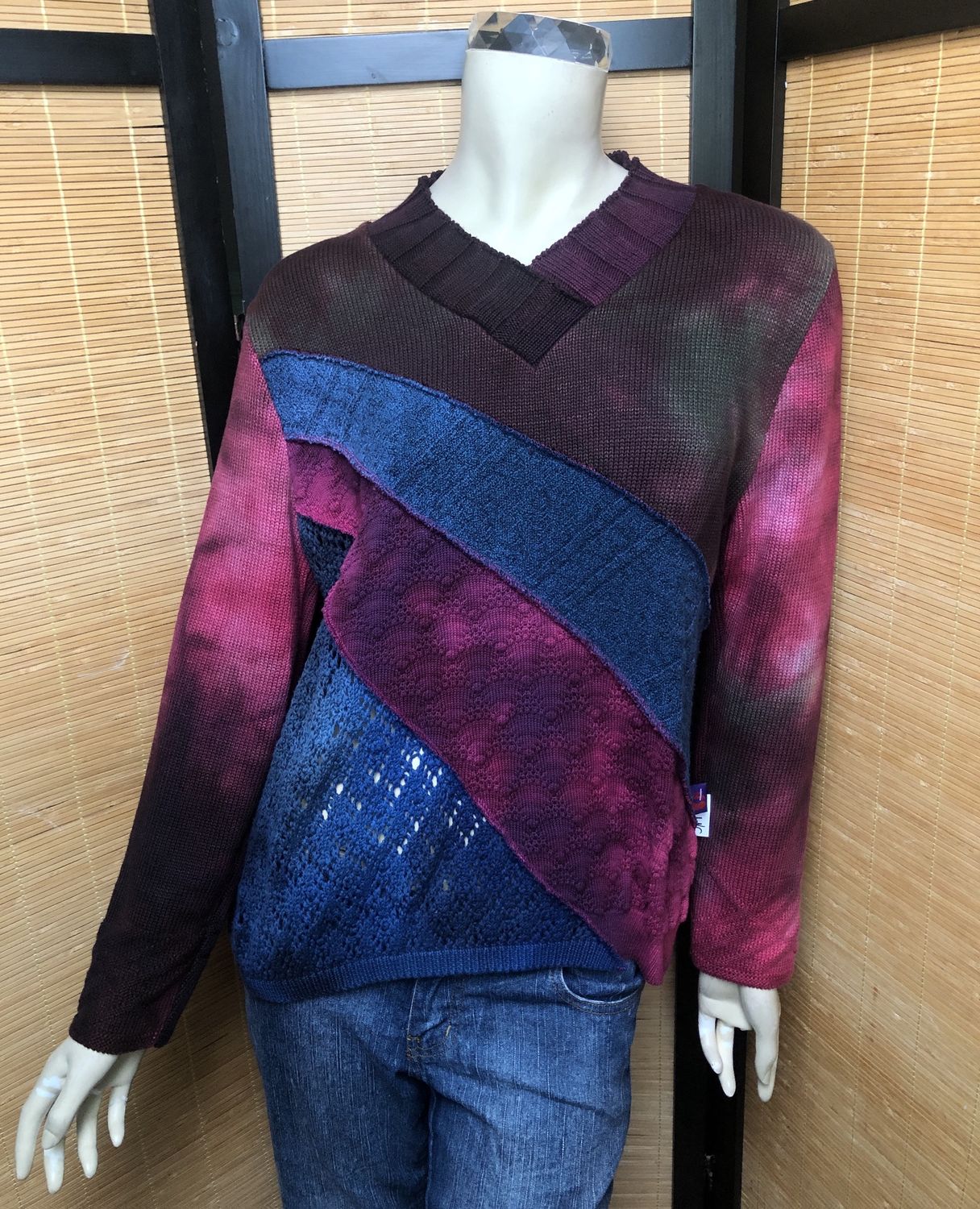 Bejeweled Mid Sky-Dye Long-Sleeved Pullover in Pink Forest Sublime