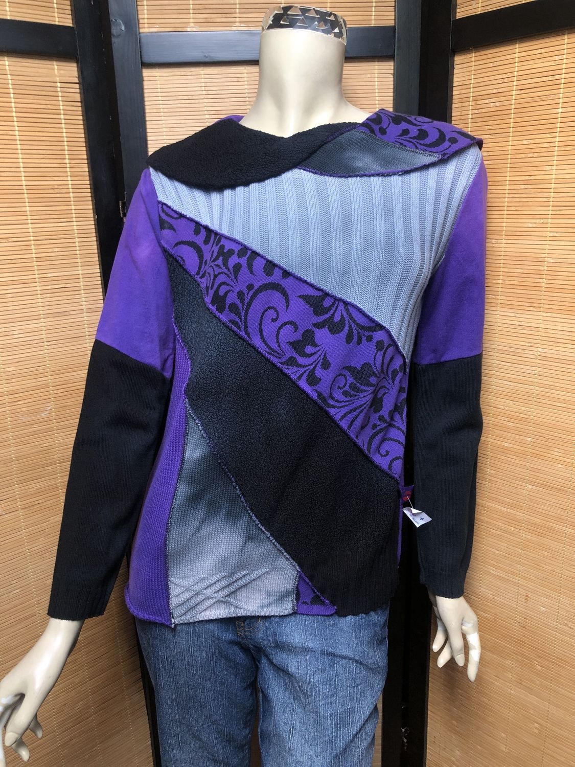 Bejeweled Mid Sky-Dye Long-Sleeved Pullover in Dazzling Autumn Purple