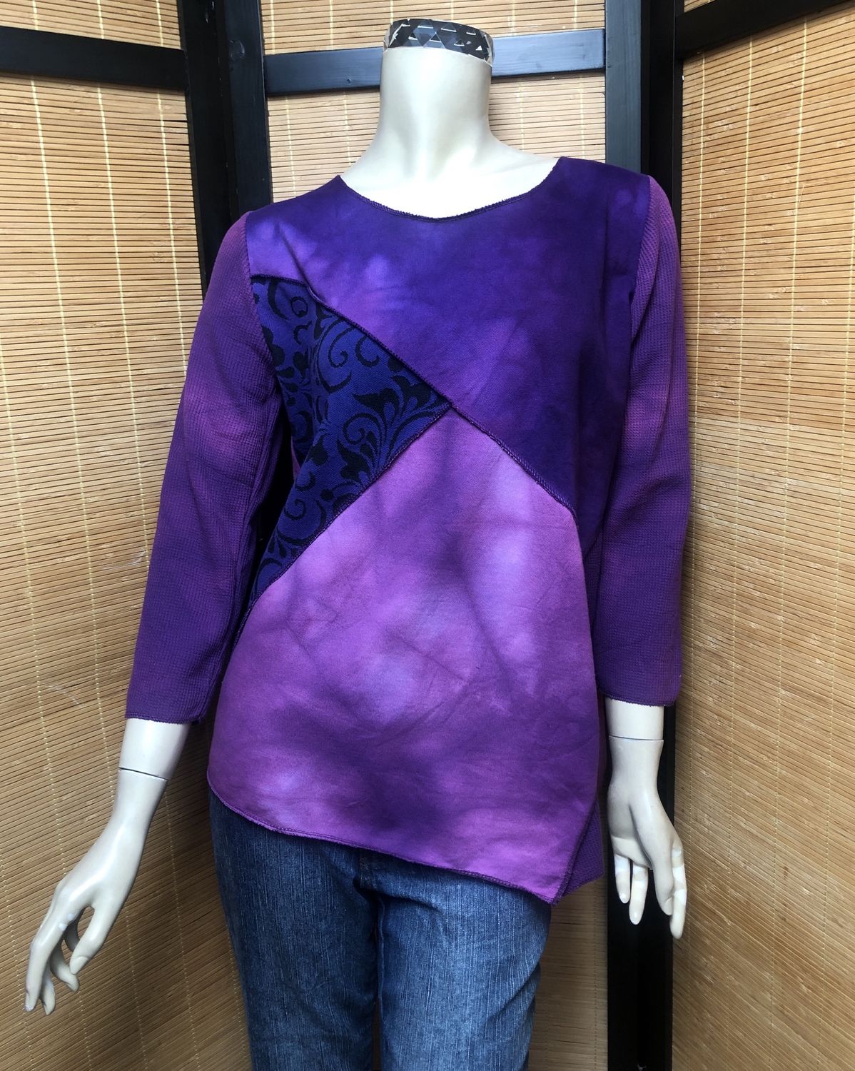 Bejeweled Mid Sky-Dye Long-Sleeved Pullover in Dazzling Purple Love