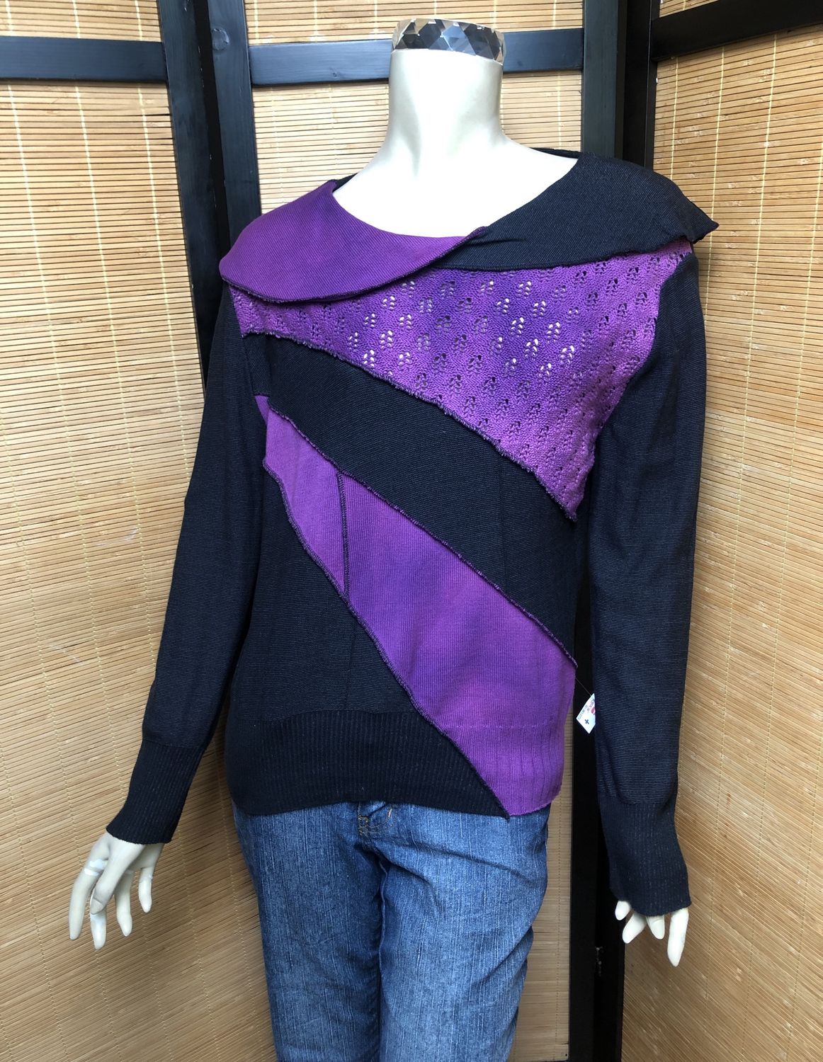 Bejeweled Mid Sky-Dye Long-Sleeved Pullover in Grand Purple Autumn