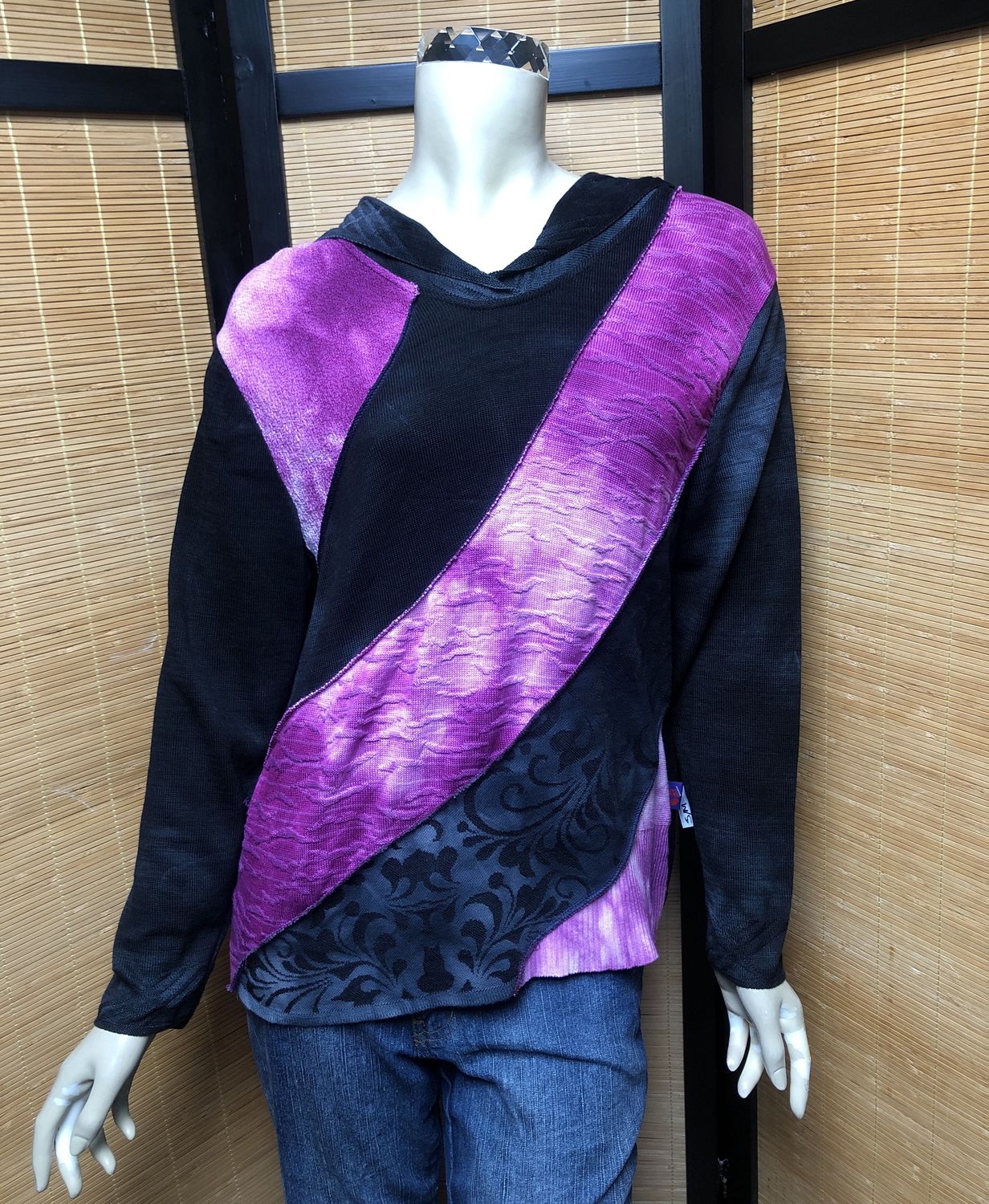 Bejeweled Mid Sky-Dye Long-Sleeved Pullover in Living Autumn Pink