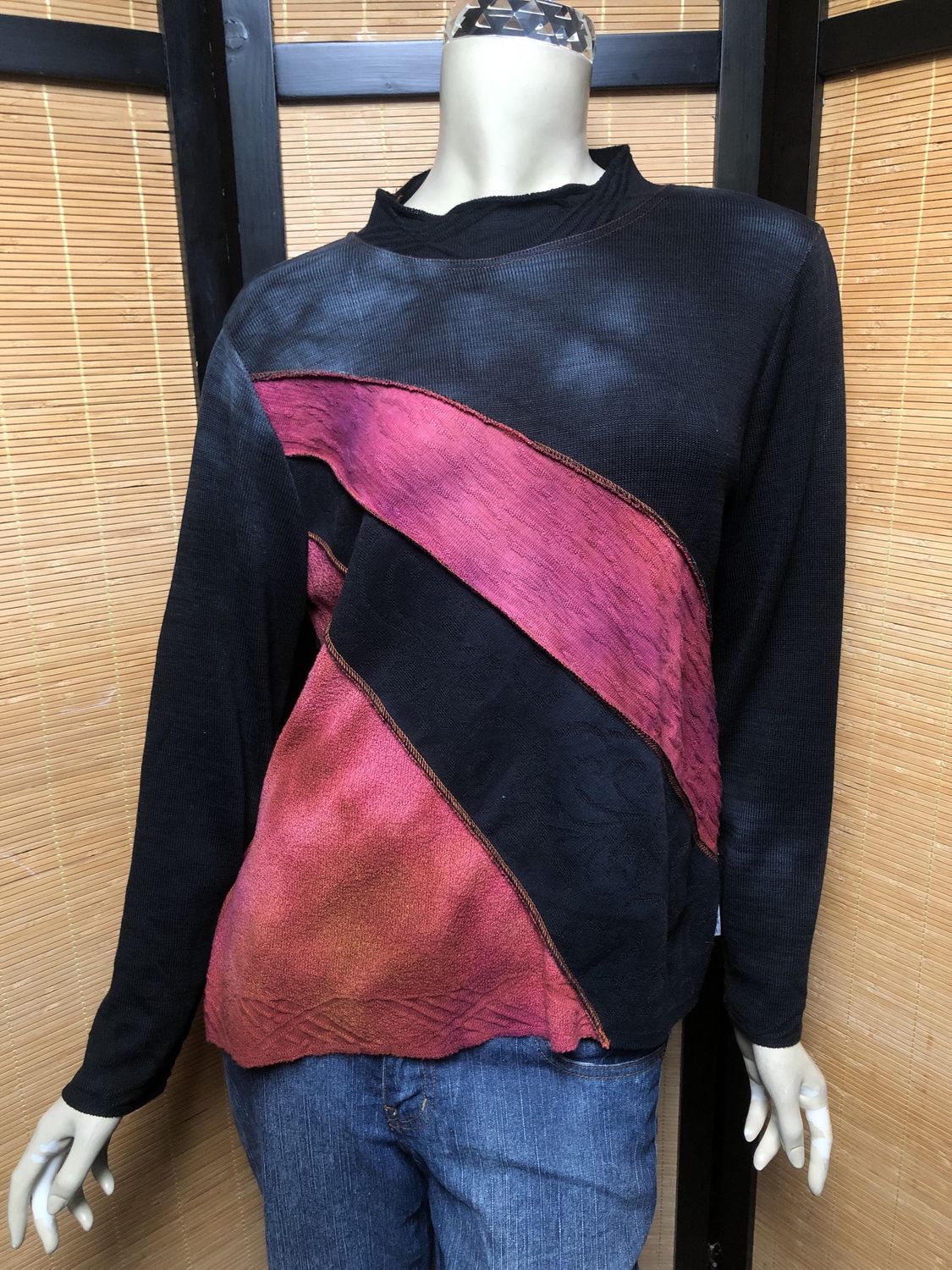 Bejeweled Mid Sky-Dye Long-Sleeved Pullover in Majestic Dazzling Midnight