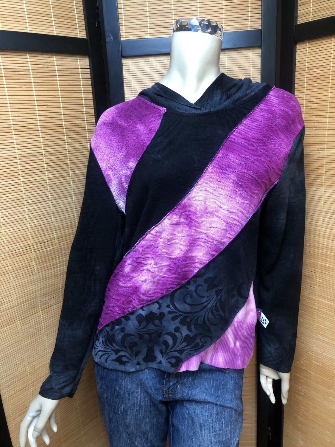 Bejeweled Mid Sky-Dye Long-Sleeved Pullover in Pink Autumn Delight