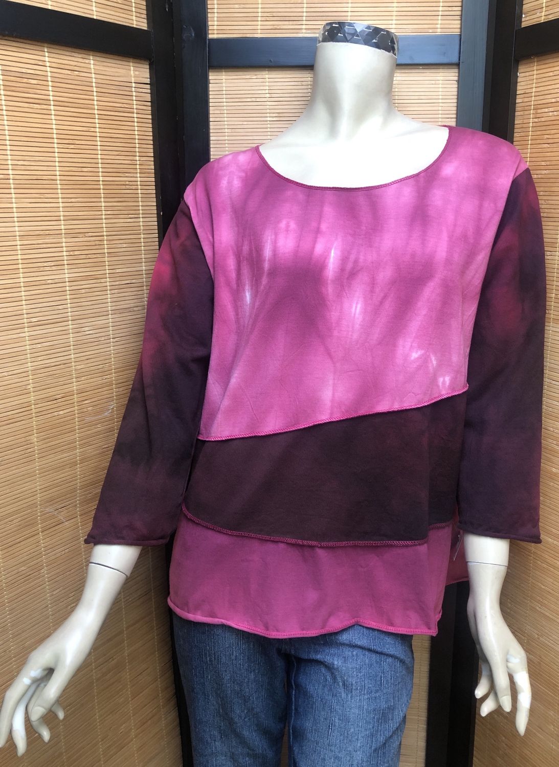 Bejeweled Mid Sky-Dye Long-Sleeved Pullover in Pink Autumn Moon