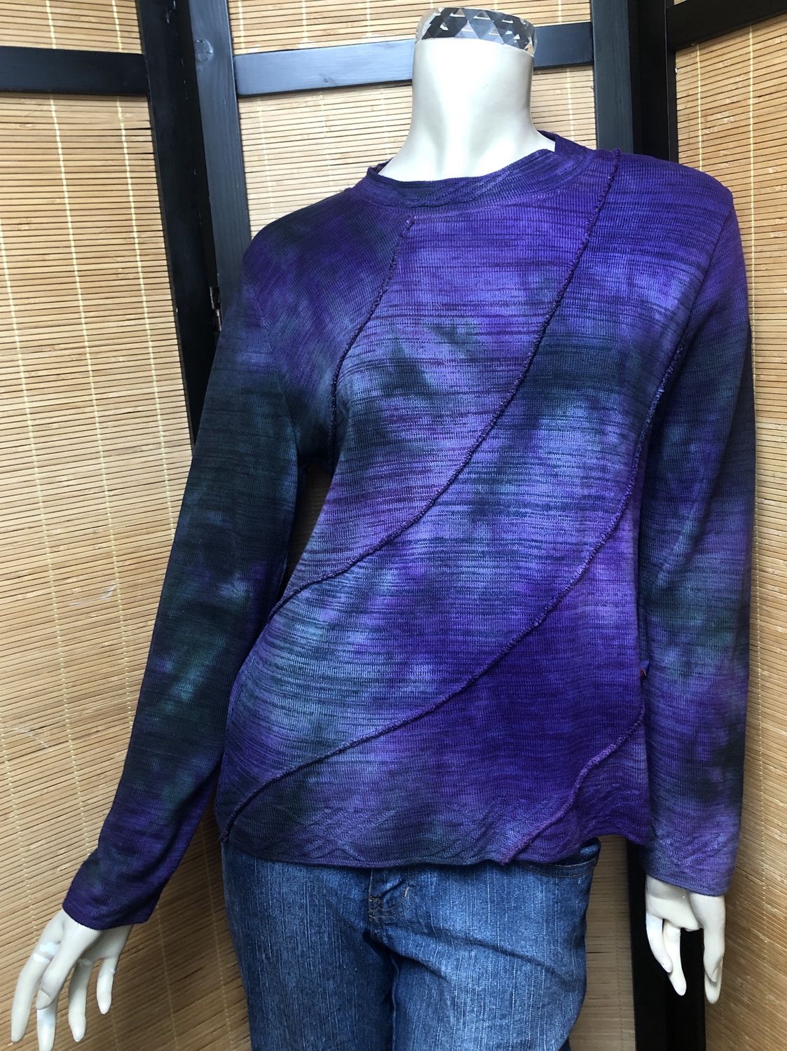 Bejeweled Mid Sky-Dye Long-Sleeved Pullover in Starry Purple Night