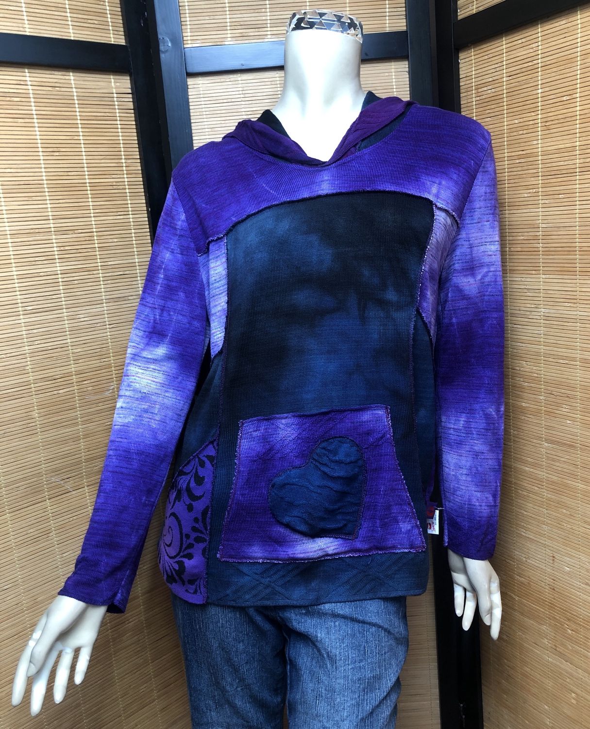 Bejeweled Long Sky-Dye Long-Sleeved Pullover in Purple Autumn
