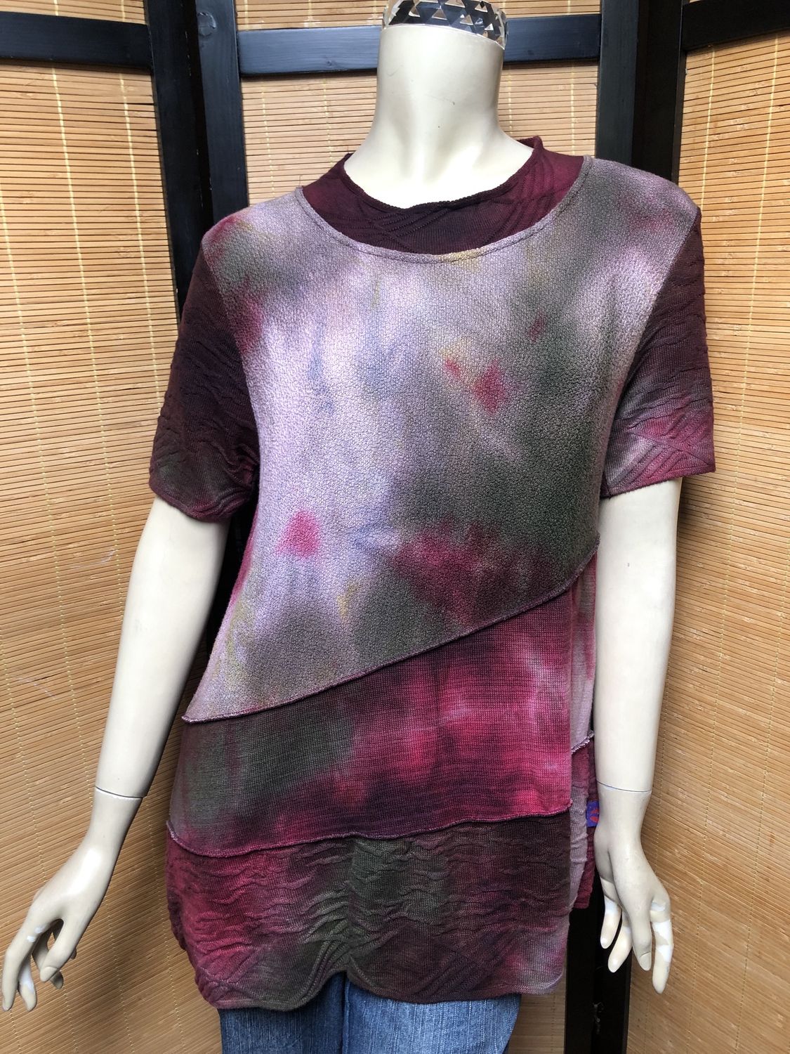 Bejeweled Long Sky-Dye Short-Sleeved Pullover in Majestic Autumn Meadow